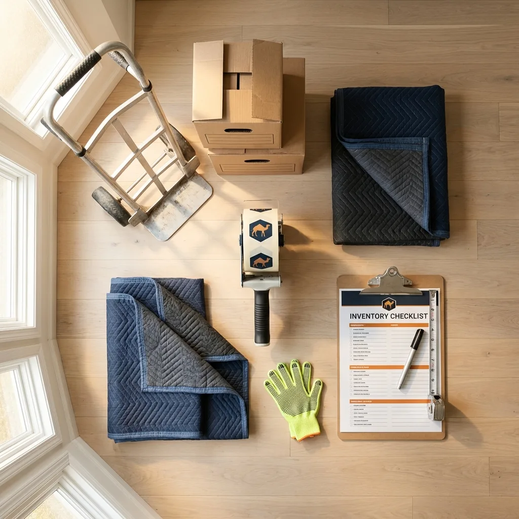 Professional moving supplies and packing materials layout for Marion residential relocations